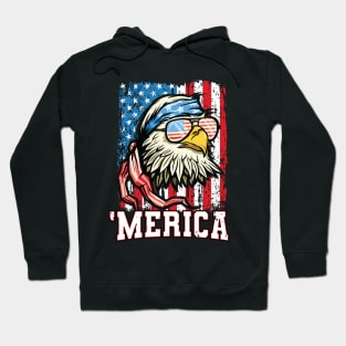 4th of July Bald Eagle USA Flag Patriotic Merica Hoodie